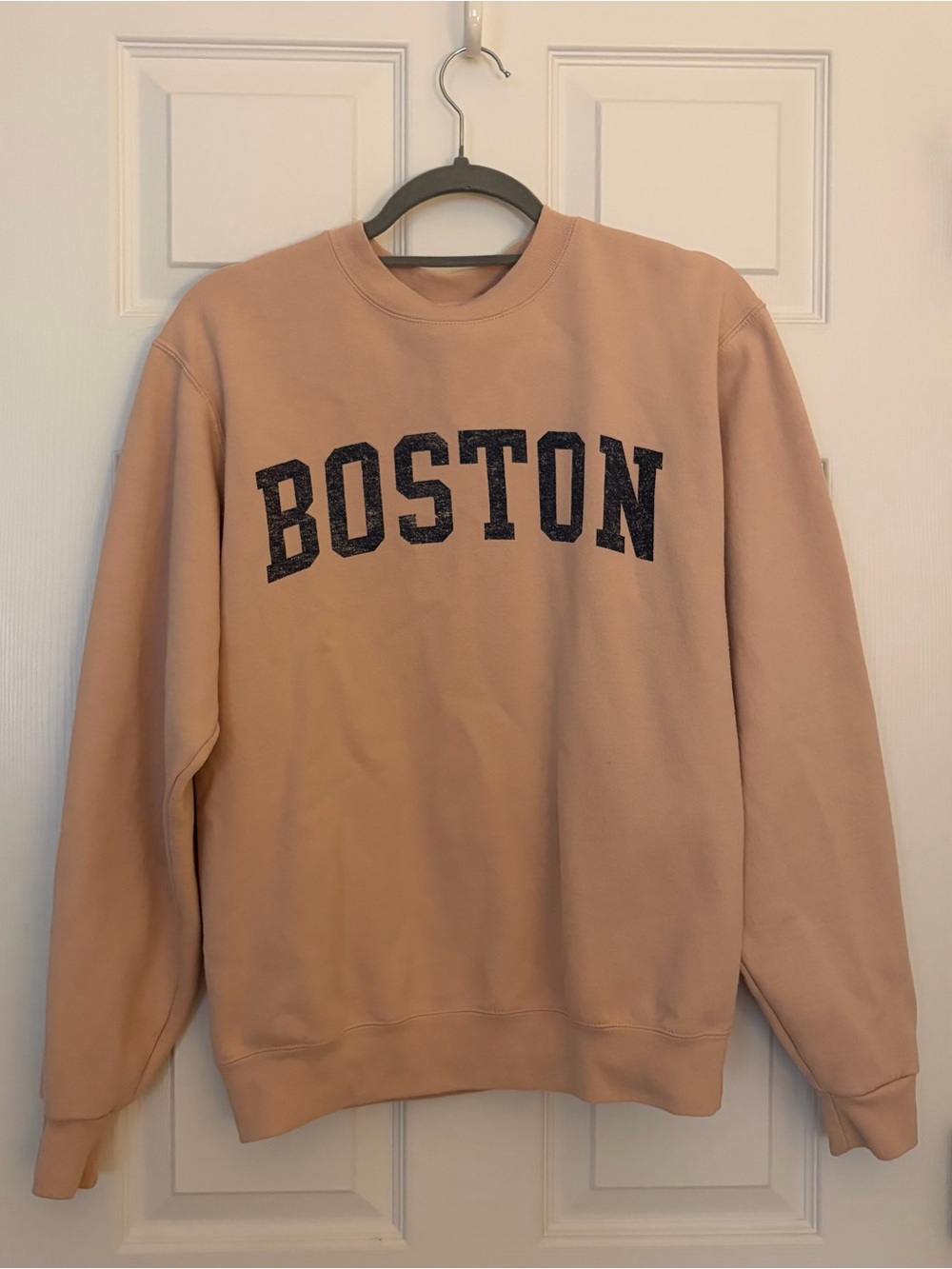 Champion Boston Crewneck Sweatshirt - Dusty Pink with Navy Lettering